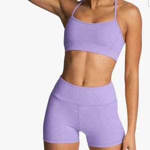 Women’s Lavender Sports Bra & High-Waist Shorts Set